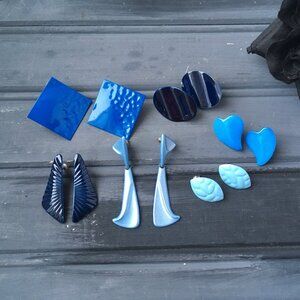 Blue Enamel Earring Lot (Lot of 6)